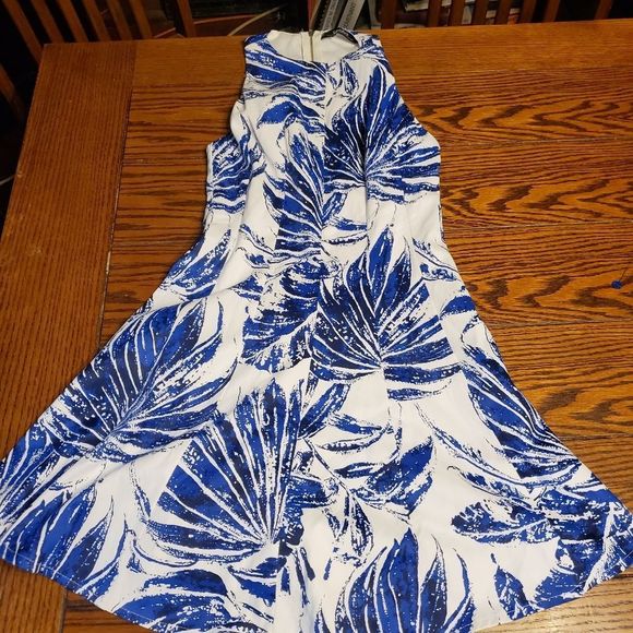 Lulu's Palm Reading Ivory and Blue Print Dress XS - Picture 3 of 5
